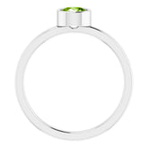 14K White 5 mm Natural Peridot Ring